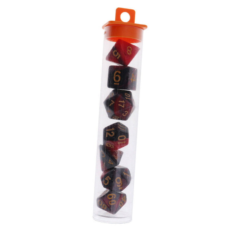 7Pcs Polyhedral Digital Dices Dies Game for  Red & Black