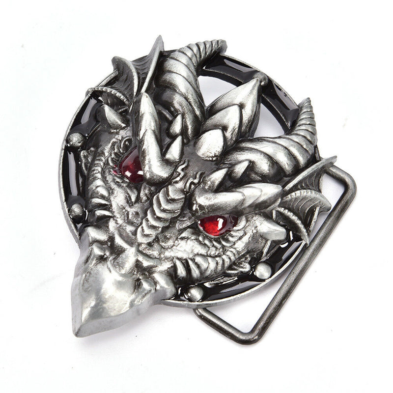 Men's belt buckle 7.3cm dragon head black pattern bronze metal pin bucklesSE3c