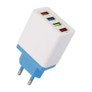 4 USB Wall Charger Phone Fast Charging Charger EU Plug Adapter (Lake Blue) A