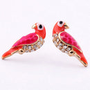 New Charm Crystal Earrings Women Loverly Animal Red Bird Ear Stud Earrings  Z