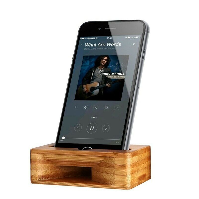 Mobile Phone Stand with Sound Amplifier Bamboo Wood Mobile Phone Low Seat A G5A3