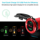 Quick Charge 3.0 USB Charger Socket, 12V/24V Dual USB Car Power Outlet Wate