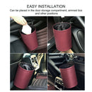Car Trash Can Hanging Organizer Portable Collapsible Rubbish Bin PU Leather