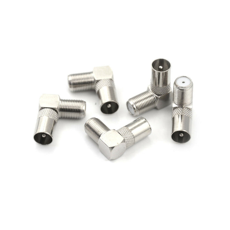 5PCS Right Angle TV Aerial F Connector Adapter RF Coaxial TV Cable Male M&LJ