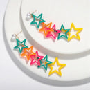 Multi-Color Exaggerated Stars Tassel Earrings Ladies Hollow Five-Pointed St