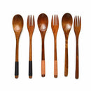 Wooden 8.9-inch Spoons and Forks for Desserts Chips Snacks Cereal Salad Fru