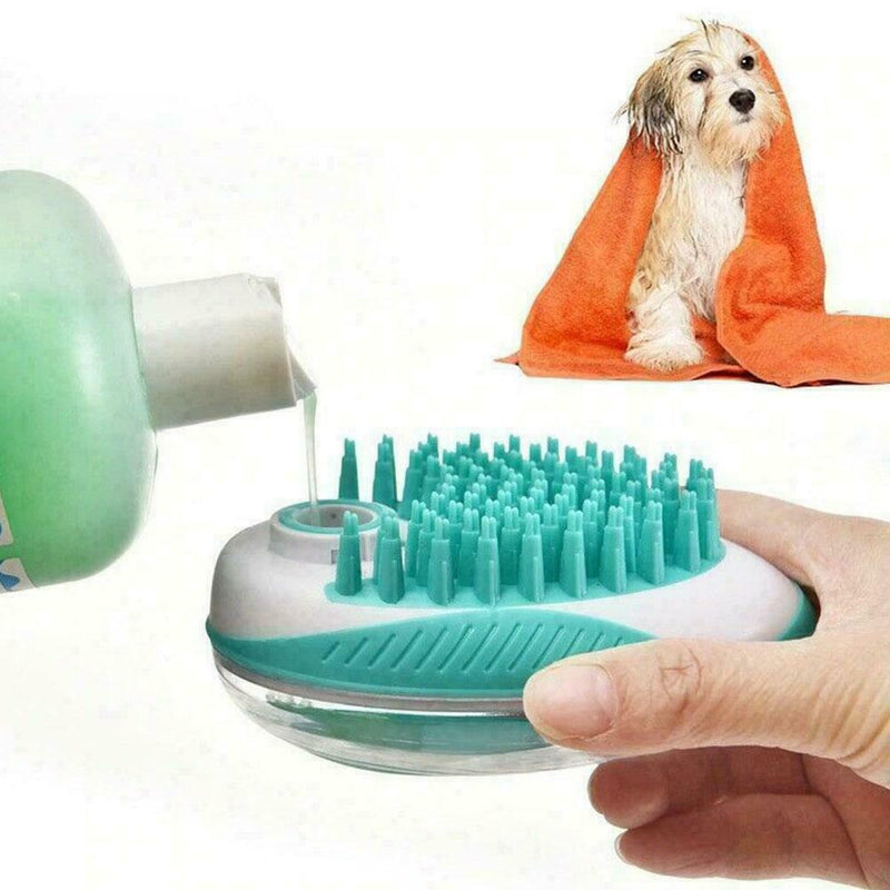 Silicone Pet Shower Massage Brush Shampoo Dispensing Brush Comb Pet Bath Q3F9