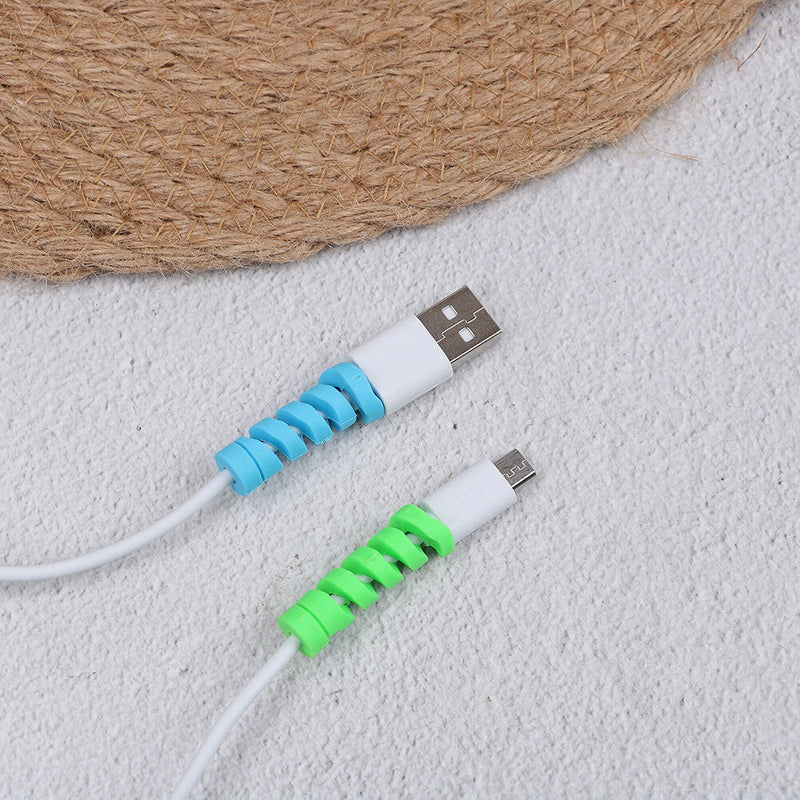 4Pcs/set USB cable protector earphone cord USB line spiral protective sleeve M&E