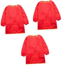 3 Sizes Kids Long Sleeve Waterproof Painting Apron For Kid Cleaning Red