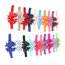 Elastic Baby Girls Dot Printed Bowknot Headband Hair Accessories(20Pcs)