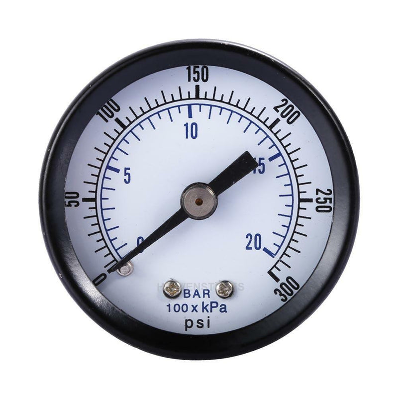 1/8" NPT AIR HYDRAULIC PRESSURE GAUGE 0-300 PSI BACK MT 1.5" FACE