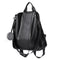 Solid Color Knapsack Women Backpacks Anti-theft PU Leather Rucksack (Black) SN9F