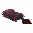 50 Gift Dark Red Velveteen Pouch Jewelry Bags With Drawstring 12x10cm