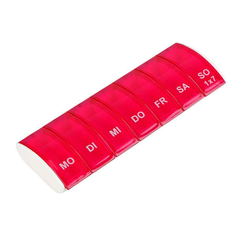 7 Days Pill Case 7 Grids Mini Medicine Splitter Tablet Storage Box (Red)