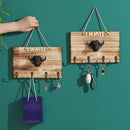 Kitchen Wall Hook Home Bedroom Bull Head Key Storage Retro Wooden Rope Hanging