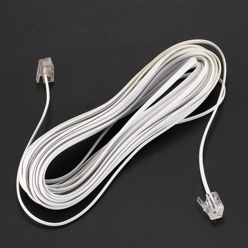 White 6P2C RJ11 Long 6m (20 ft) Phone Extension Cord RJ11 White RJ11 6P2C m H1D8