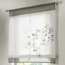 Liftable Floral Short Roman Curtain Drape Window Sheer Voile 60x120cm Grey