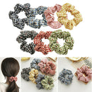 6Pc Daisy Hair Band Scrunchies Art Plaid Elastic Bobble For Ponytail Girls Women