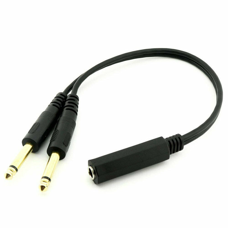 1pc 6.35mm 1/4 inch Stereo TRS Female to 2 Dual 6.35mm Mono TS Male Y Split O2T2
