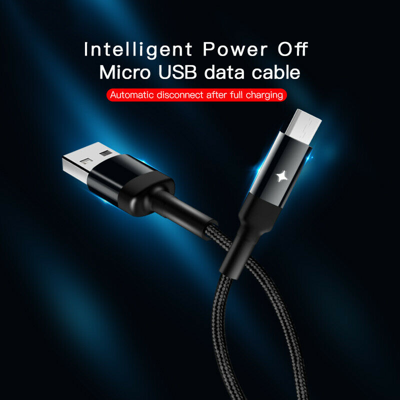 Micro-To USB Auto Disconnect Cable Smart Power-Off Charge 2.4A Fast for Xia S8U8