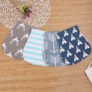4pcs Three Layers Cartoon Print Baby Feeding Nursing Burping Towels Bib