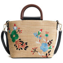 New Straw Bag Female Shoulder Versatile Handbag Embroidery Woven Bucket Bag