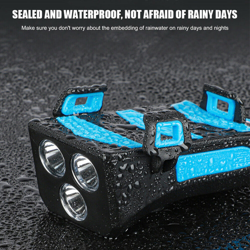 4 in 1 Bike Bicycle Phone Charging Treasure Rack Headlight (Blue 4000mAh)