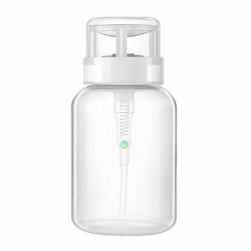 2PCs Empty Clear Nail Art Pump Dispenser Acetone Polish Remover Liquid Bottle