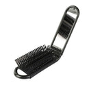 Portable Travel Folding Hair Brush With Mirror Compact Pocket Size Comb-Bla