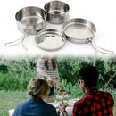 4pcs Stainless Steel Camping Cookware Cooking Picnic Bowl Pan Set TOP Pot W9P8