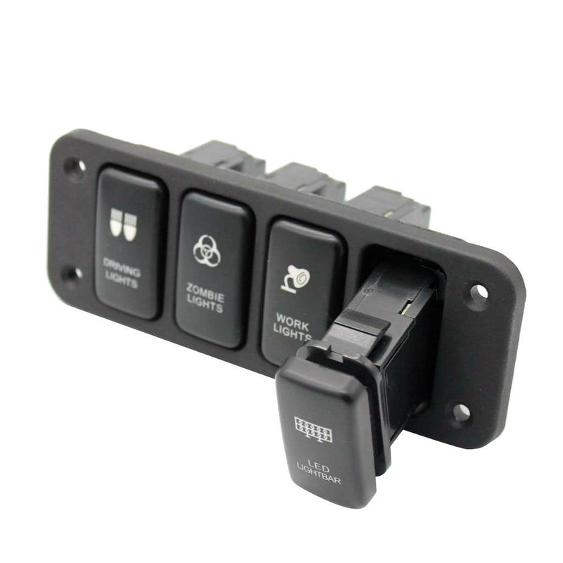 Marine Car RV Boat Truck 4 Gang Blue LED Rocker Switches Plastic Panel 12V