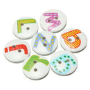 5X(100Pcs Mixed Painted Letter Alphabet Wooden Sewing Button Scrapbooking Q7R5)