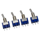 4 Pcs AC 125V 6A 3 Pin SPDT On/Off/On 3 Position Mini Toggle Switch Blue