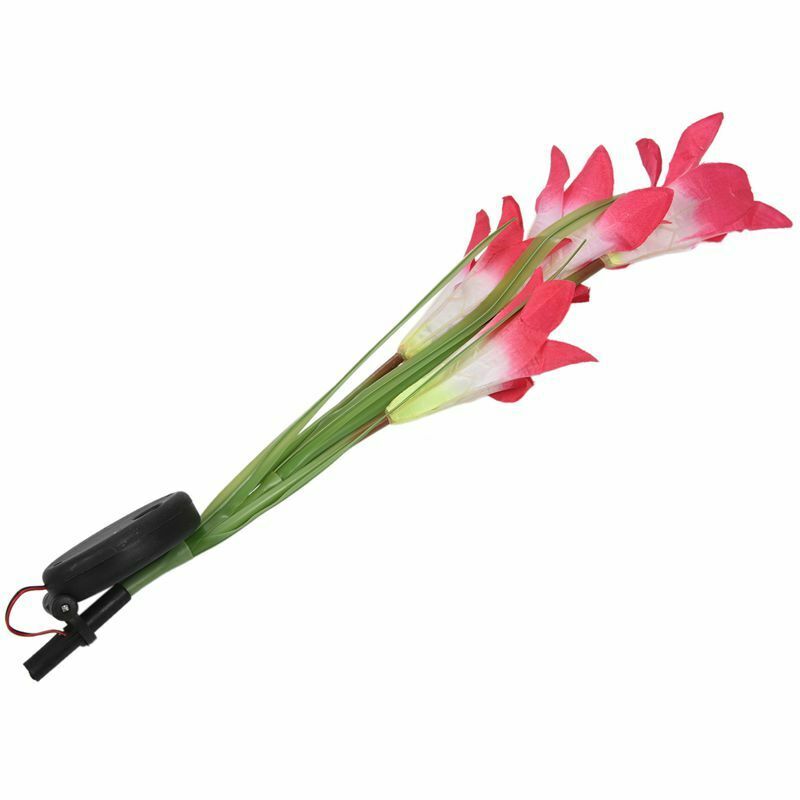 Solar Powered Energy Saving LED Color Changing Red Lily 4X Flowers Garden L S5T2