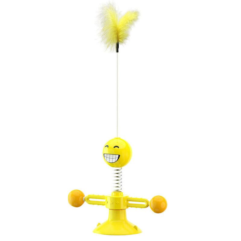 Funny Spring Suction Cup Cat Toys Elastic Feathers Cat Stick Pet Supplies