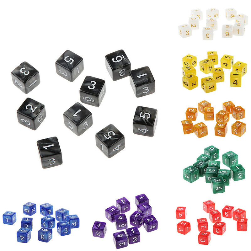 10pcs Six Sided Dice D6 Dice Gaming Playing D&D RPG Party Games Dices Black
