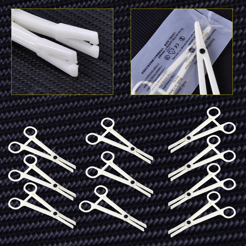 10 Disposable Plastic Piercing Clamp Forcep Plier Supplies Tool Slotted Body Ear