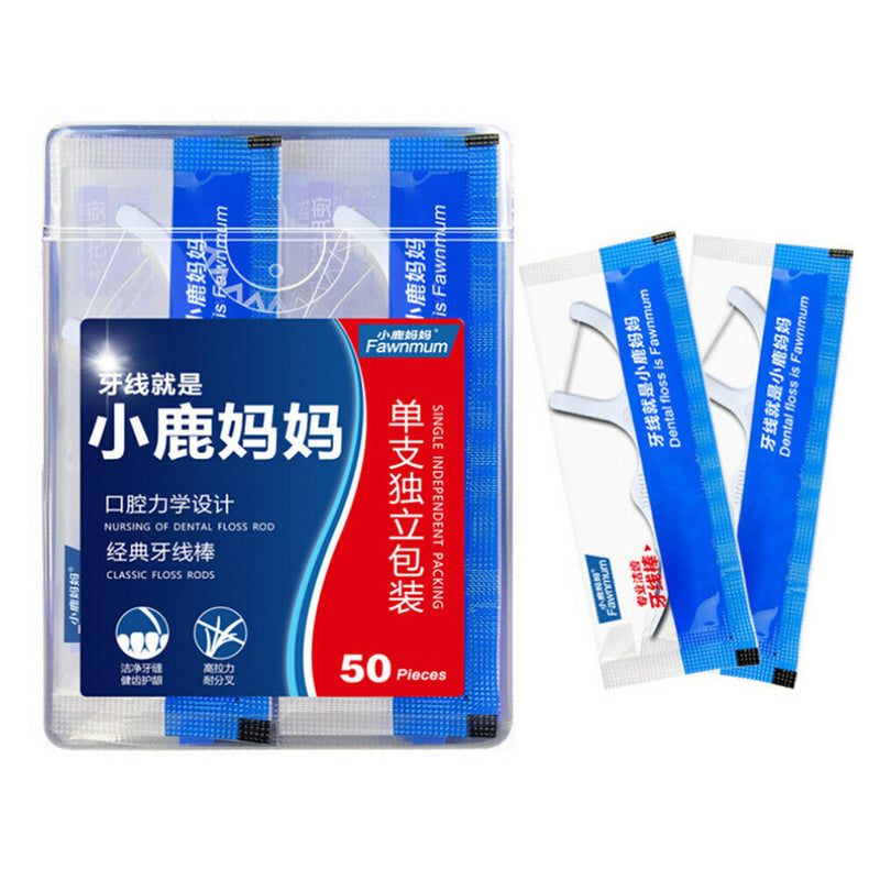 50X Individual Package Sticks Tooth Clean Picks Dental Floss Flosser Toothpic Gw