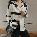 Women Chiffon Printed Blouse Retro Loose Casual Summer Top Long Sleeve Shirtsâ„–[