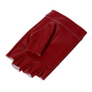 Women PU Leather Motorcycle Bike Car Fingerless Performance Gloves Red T7T5