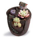 Rustic Succulent Pot Planter Flowerpot with Sweet House Fairy Garden Balcony
