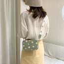 Small Fresh Leather Shoulder Bags Women Girls Floral Messenger Bags (Green)