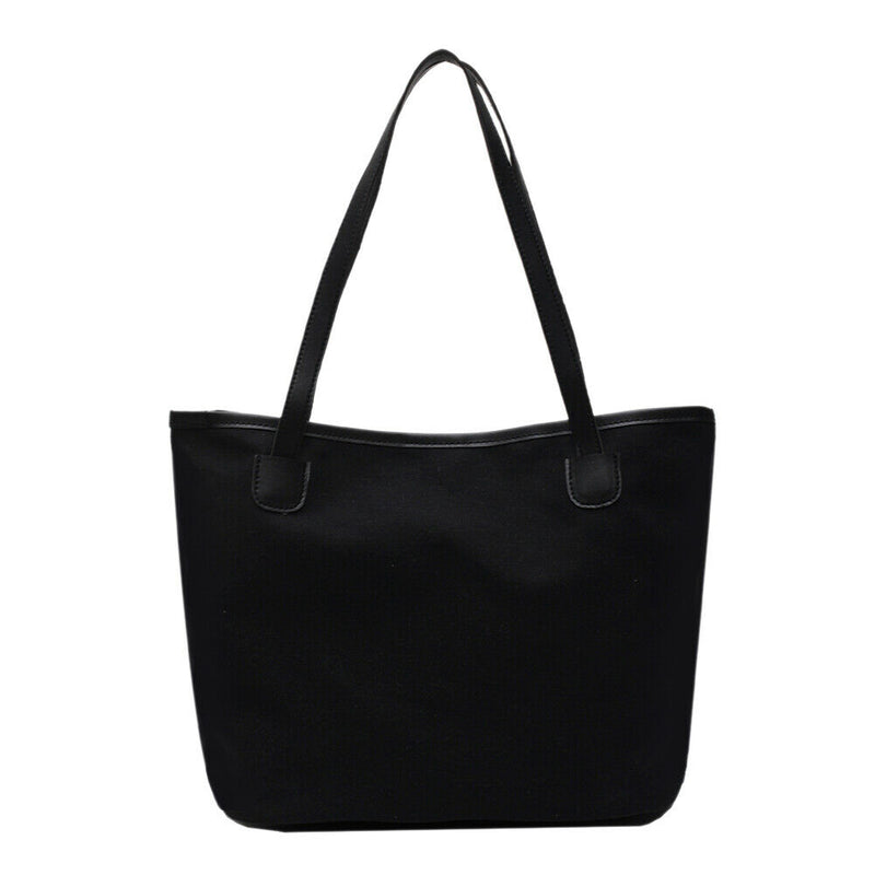 Fashion Large Capacity Handbag Canvas Shoulder Shopping Totes Bags (Black)