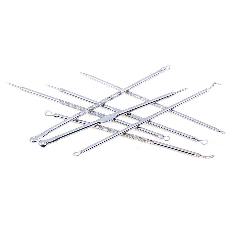 7Pcs Tool Kit Acne Extractor Remover Blackhead Pimple Needles Blemish Treat Hn