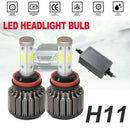 X6 4-Side H11 H8 H9 LED Headlight Kits 220W 32000LM Bulbs High Power 6000K