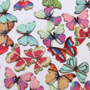 150Pcs Butterfly Wood Button 2 Holes Mixed Color Scrapbooking DIY