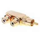 Gun Shape RCA 1 Male to 2 Female AV Audio Video Splitter Adapter Connector