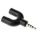 3.5mm Audio Mic Splitter Earphone Headphone Adapter Male to 2 Female Black