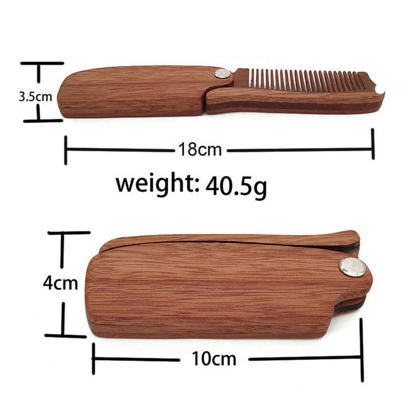 Fashion Men Sandalwood Comb Folding Anti Static Beard Pocket Wood Moustache Hair
