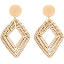 Rattan Earrings For Women Handmade Straw Wicker Braid Drop Dangle Earrings  M3Y5